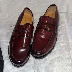 Express Men's Burgundy Genuine Leather Penny Loafers